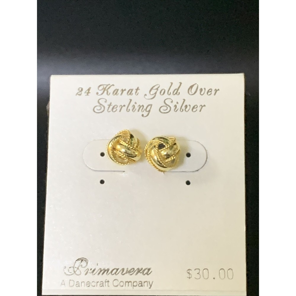 PRIMAVERA 24k Gold coat Over sterling Silver Ball Stud Earrings knotted classic